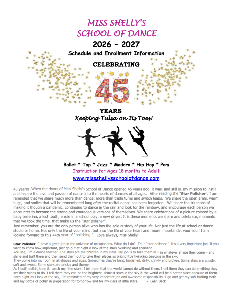 Miss Shelly's School of Dance 2023-2024 Brochure of Classes